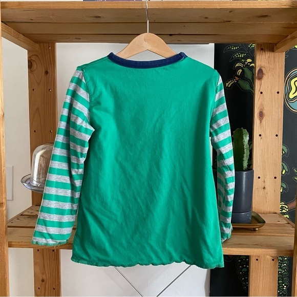Mini Boden Green Snail Race Stripe Reversible Long Sleeve Shirt - Picture 3 of 15